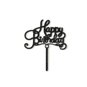 Mini Happy Birthday Acrylic Cake Topper Black